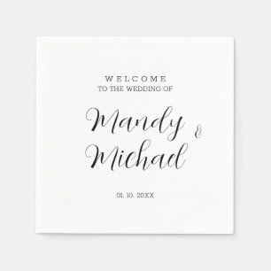 Minimalist Modern Calligraphy Wedding Welcome Napkin