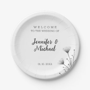 Minimalist Modern Calligraphy Wedding Welcome Paper Plate