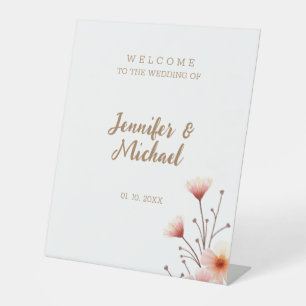 Minimalist Modern Calligraphy Wedding Welcome Pedestal Sign