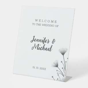 Minimalist Modern Calligraphy Wedding Welcome Pedestal Sign