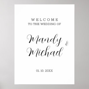 Minimalist Modern Calligraphy Wedding Welcome Poster