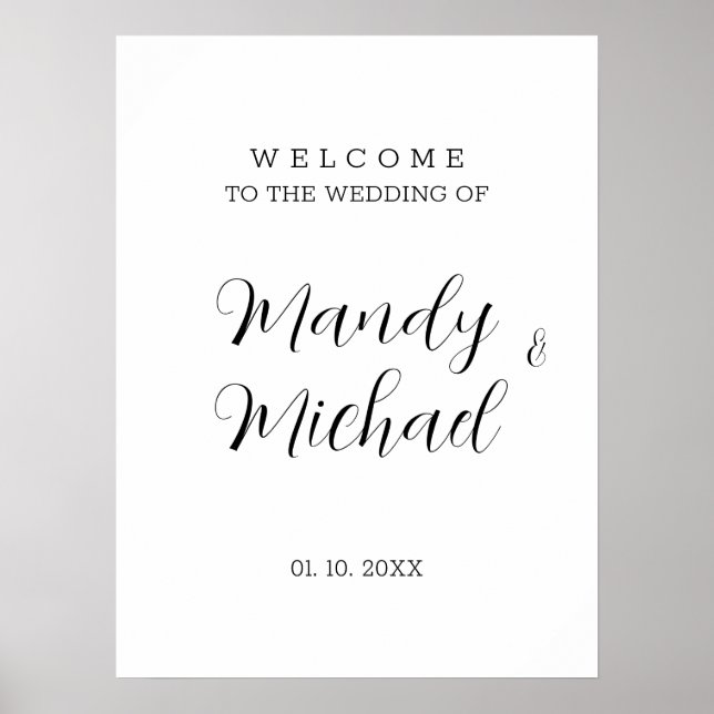 Minimalist Modern Calligraphy Wedding Welcome Poster (Front)