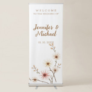 Minimalist Modern Calligraphy Wedding Welcome Retractable Banner