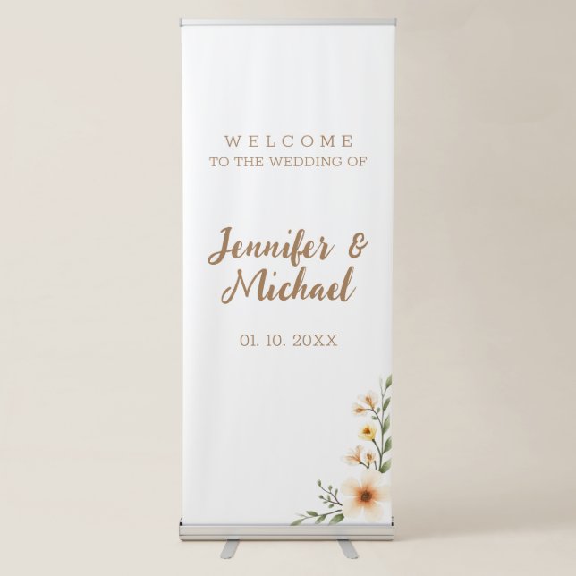 Minimalist Modern Calligraphy Wedding Welcome Retractable Banner (Front)