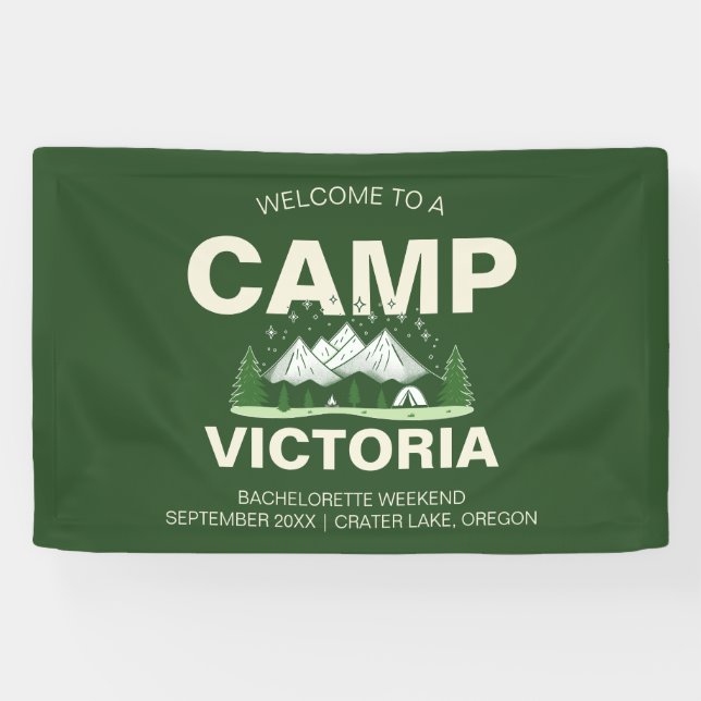 Minimalist Modern Camp Bachelorette Party Banner (Horizontal)