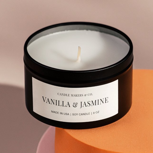 Minimalist Modern Candle Tin 3x1" Rectangle Label (Minimalist simple candle tin rectangle label in black and white)