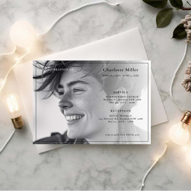 Minimalist Modern Celebration of Life Funeral Invitation (Creator Uploaded)