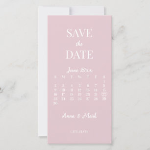 Minimalist Modern Champagne Pink Calendar Save The Date