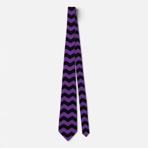 Minimalist Modern Chevron Stripes Black and Purple Tie