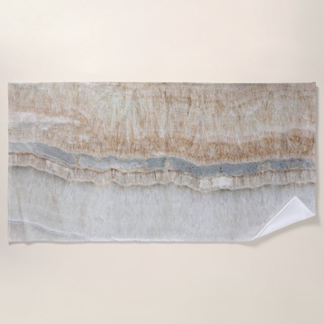 minimalist modern chic beige tan white grey marble beach towel (Front)