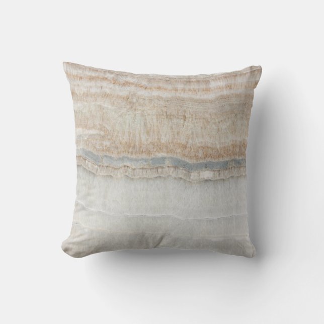 minimalist modern chic beige tan white grey marble cushion (Front)