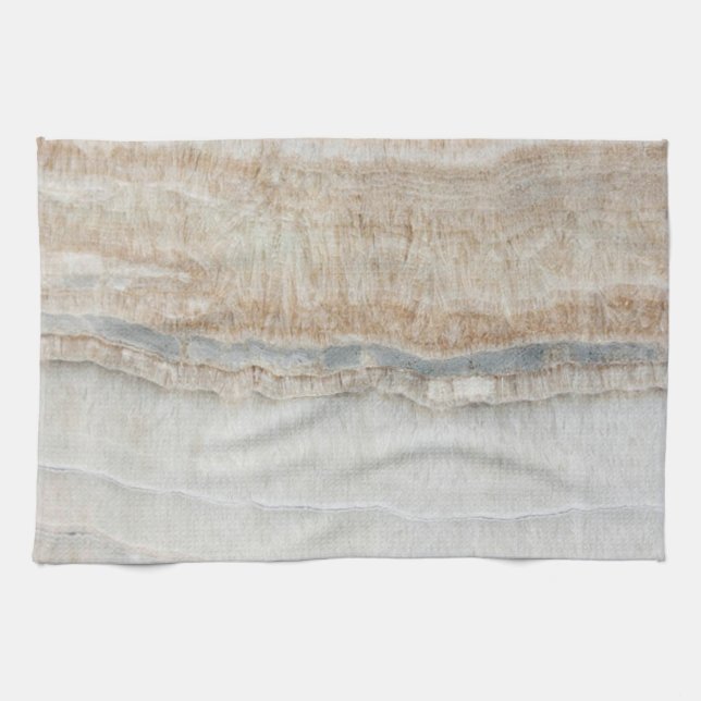 minimalist modern chic beige tan white grey marble tea towel (Horizontal)