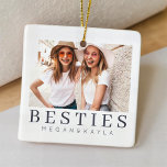 Minimalist Modern Chic Best Friends BFF Photo Ceramic Ornament<br><div class="desc">Design is composed of fun and playful typography with sans serif and serif font. Add a custom photo.</div>