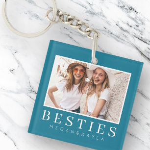 Minimalist Modern Chic Best Friends BFF Photo Key Ring