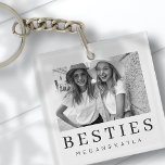 Minimalist Modern Chic Best Friends BFF Photo Key Ring<br><div class="desc">Design is composed of fun and playful typography with sans serif and serif font. Add a custom photo.</div>