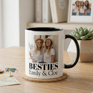 Minimalist Modern Chic Best Friends BFF Photo  Two-Tone Coffee Mug