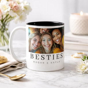 Minimalist Modern Chic Best Friends BFF Photo Two-Tone Coffee Mug