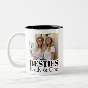 Minimalist Modern Chic Best Friends BFF Photo Two-Tone Coffee Mug