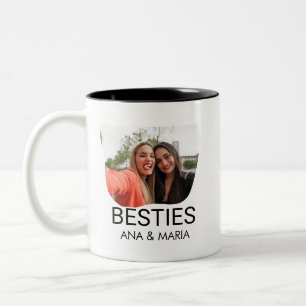Minimalist Modern Chic Best Friends BFF Photo Two-Tone Coffee Mug
