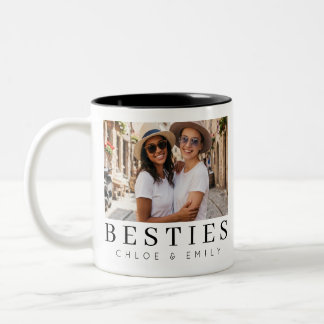 Minimalist Modern Chic Best Friends BFF Photo Two- Two-Tone Coffee Mug