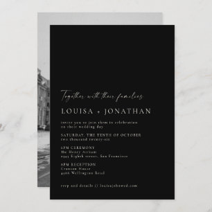 Minimalist Modern Chic Black Script Photo Wedding Invitation