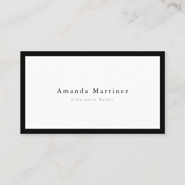 Minimalist Modern Chic Black x White Business Card (Front)