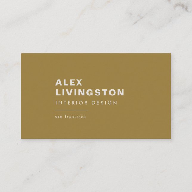 Minimalist Modern Chic Creative Golden Yellow Business Card (Front)