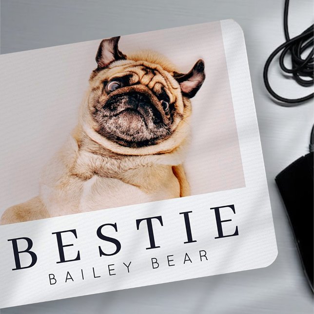 Minimalist Modern Chic Pet Bestie BFF Photo Mouse Mat (Creator Uploaded)