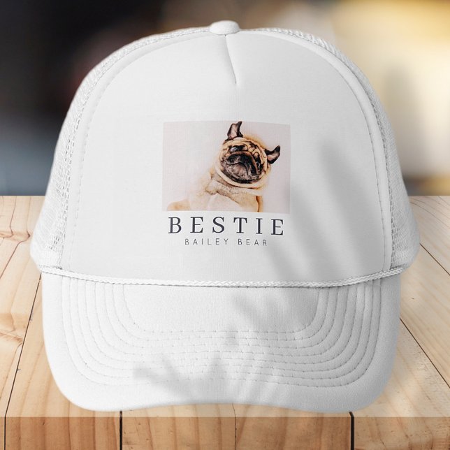 Minimalist Modern Chic Pet Bestie BFF Photo Trucker Hat (Creator Uploaded)
