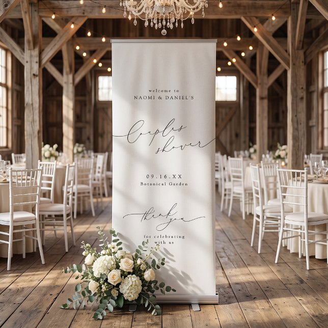 Minimalist Modern Chic Script Couples Shower Sign (Minimalist Modern Chic Script Couples Shower Sign)