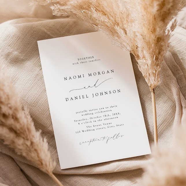 Minimalist Modern Chic Script Elegant Wedding Invitation (Minimalist Modern Chic Script Elegant Wedding Invitation)