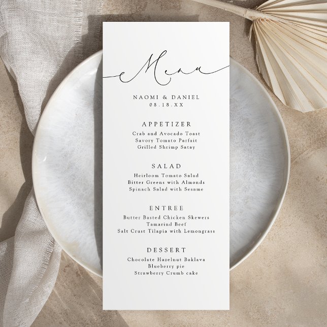 Minimalist Modern Chic Script Elegant Wedding Menu (Minimalist Modern Chic Script Elegant Wedding Menu)