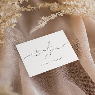 Minimalist Modern Chic Script Elegant Wedding Thank You Card