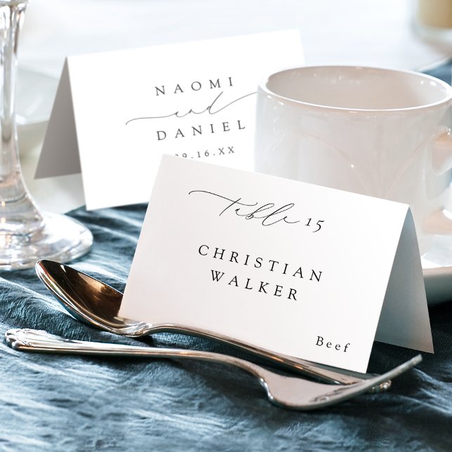 Minimalist Modern Chic Script Foldable Place Card (Minimalist Modern Chic Script Foldable Place Card)