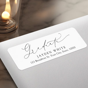 Minimalist Modern Chic Script Grad Return Address