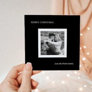Minimalist Modern Christmas Black with Photo Holiday Card