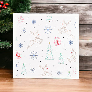 Minimalist Modern Christmas Colour Line Art Napkin