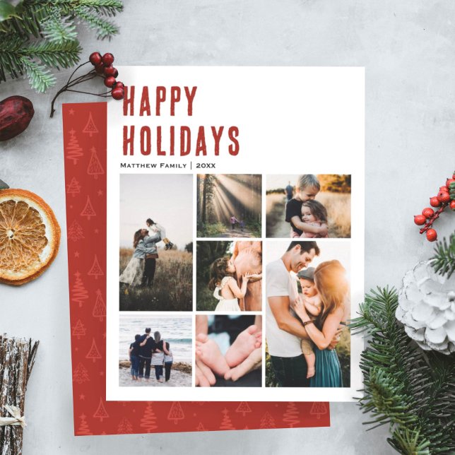 Minimalist Modern Christmas Family Photo Collage Holiday Card (Creator Uploaded)