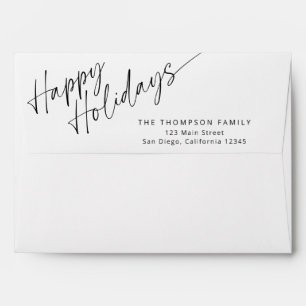 Minimalist Modern Christmas Script Happy Holidays Envelope