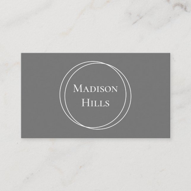 Minimalist Modern Circles Frame Grey Business Card (Front)