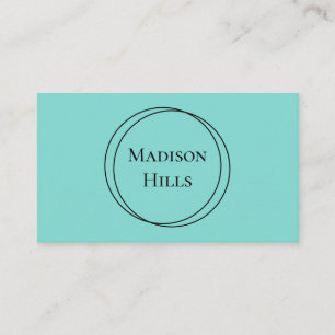 Minimalist Modern Circles Frame Turquoise Blue Business Card