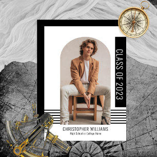 Minimalist Modern Class of 2023 Graduation Black Invitation