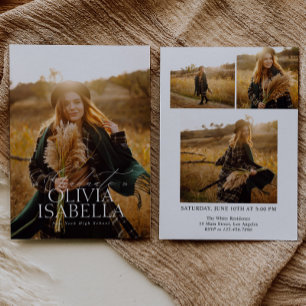 Minimalist Modern Classic Arch Photo Graduation Invitation