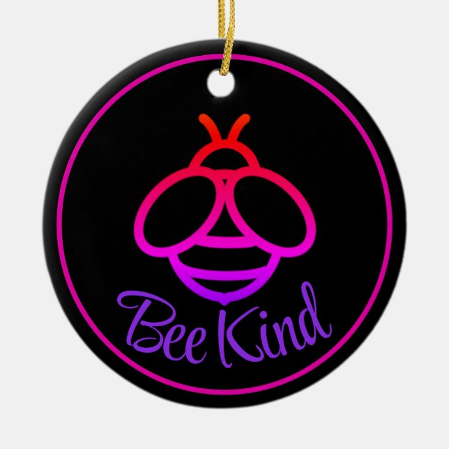 Minimalist modern classic bee honeybee bumblebee  ceramic tree decoration (Front)