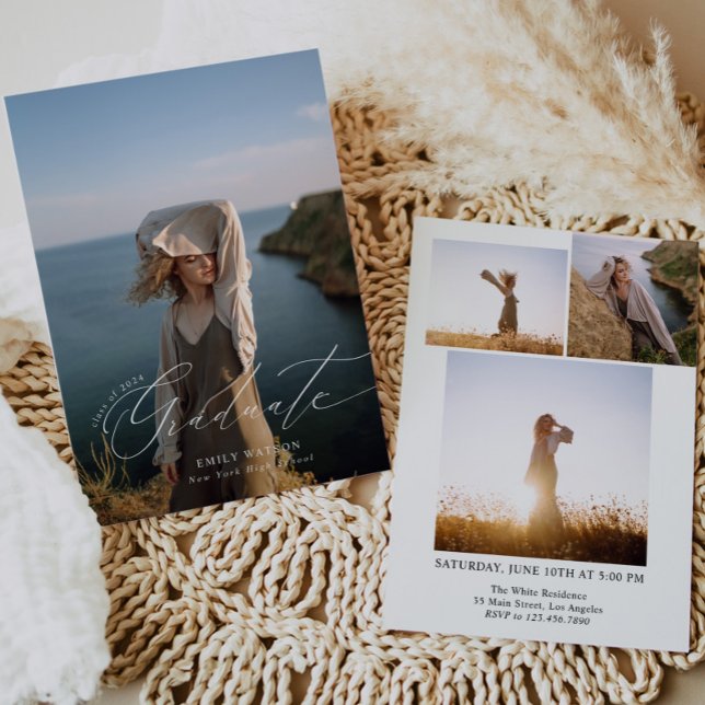 Minimalist Modern Classic Photo Collage Graduation Invitation (Creator Uploaded)