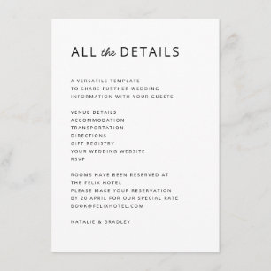 Minimalist Modern Clean Simple Wedding Enclosure Card