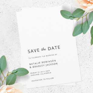 Minimalist Modern   Clean Simple Wedding Save The Date