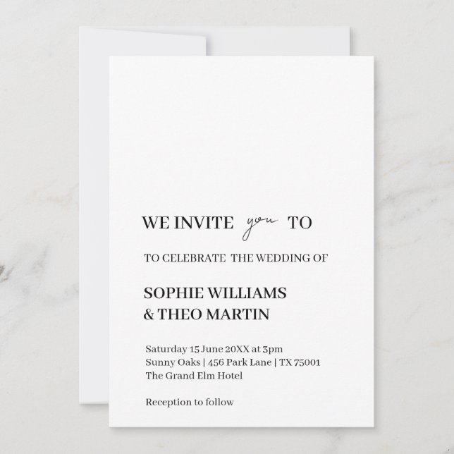Minimalist Modern Clean Wedding Design Invitation (Front)
