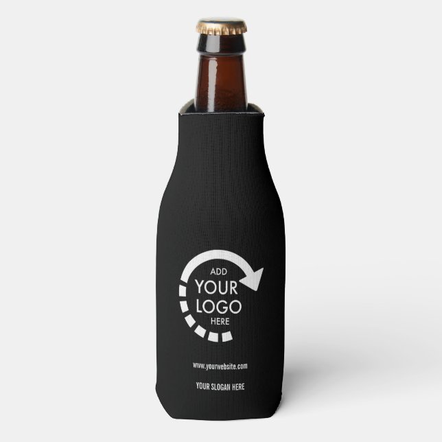 Minimalist Modern Company Business Logo Black Bottle Cooler (Bottle Front)