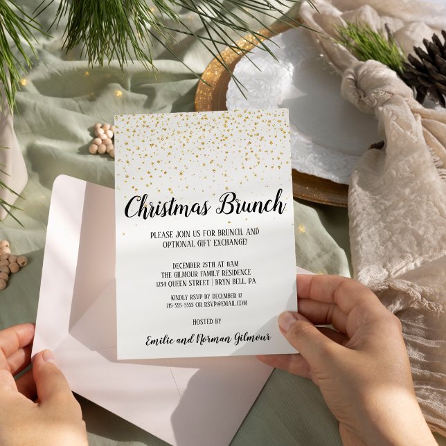 Minimalist Modern Confetti Christmas Brunch Gold  (Creator Uploaded)
